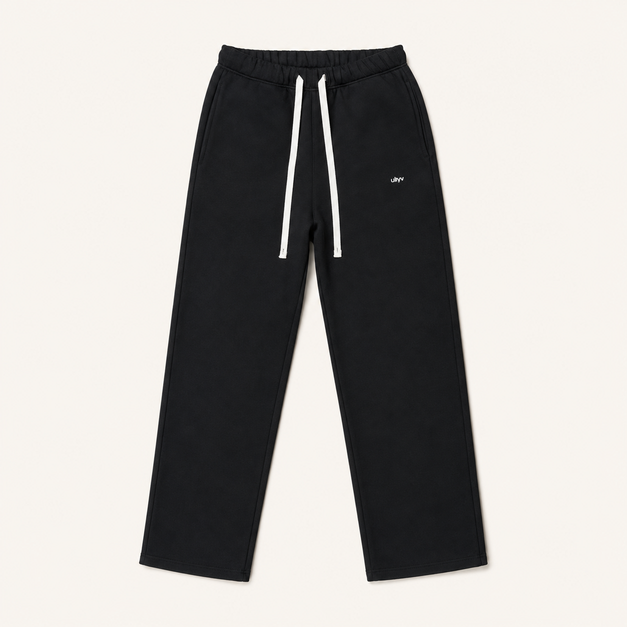 ULYV black Essential Sweatpants studio view