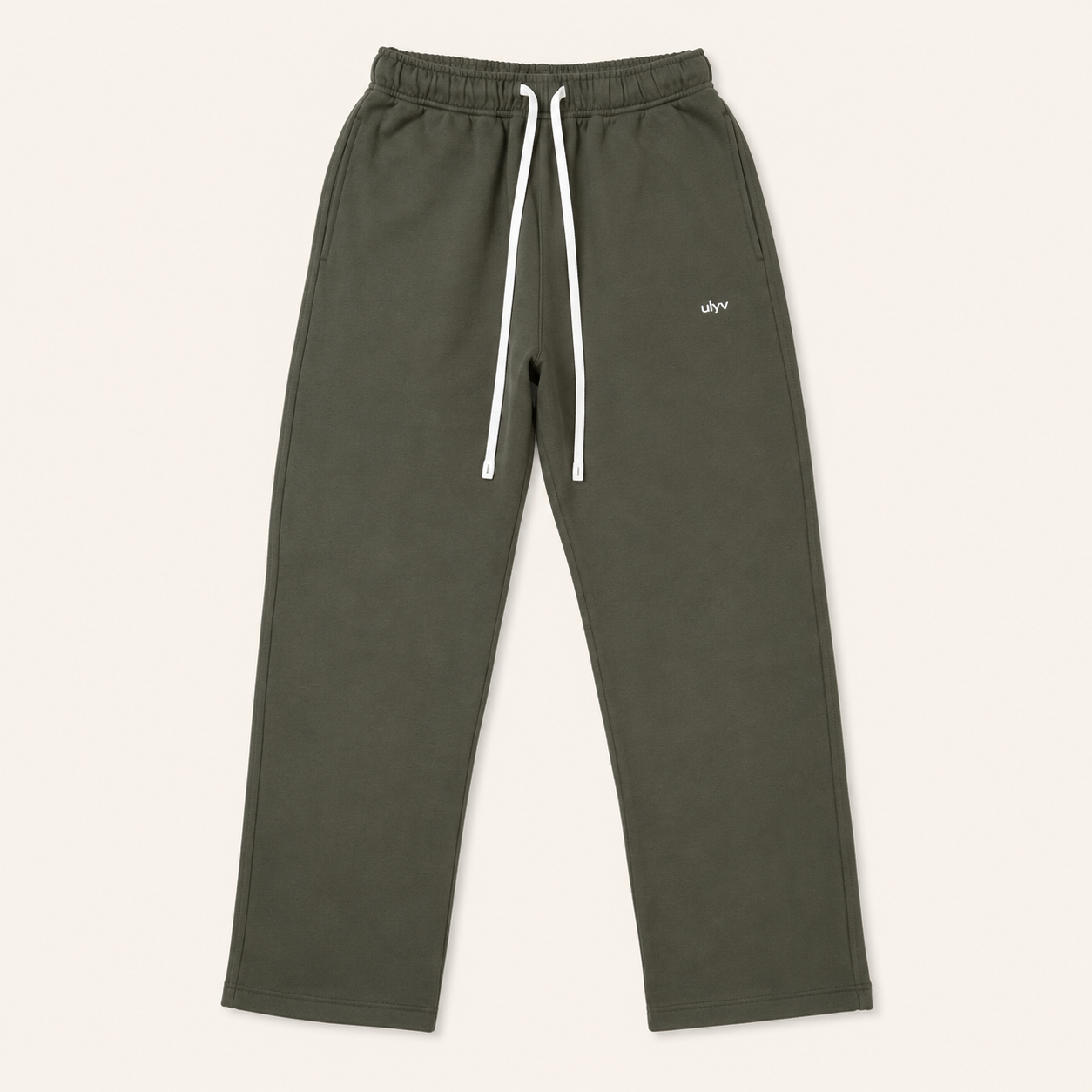 ULYV olive Essential Sweatpants studio view